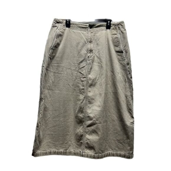 Eddie Bauer Womens 18Petite Corduroy Long Skirt Tan 100% Cotton Modest Back Slit - Picture 2 of 15